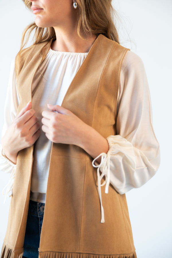 Chaleco de Piel Genuina Con Flecos Hecho en México | CH002