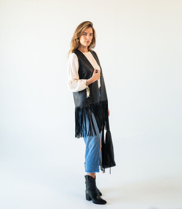 Chaleco de Piel Genuina Con Flecos Hecho en México | CH002