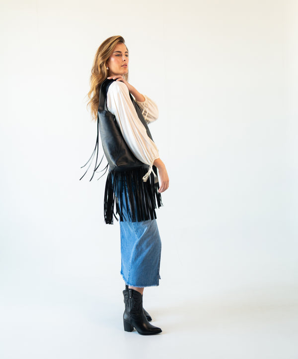 Chaleco de Piel Genuina Con Flecos Hecho en México | CH002