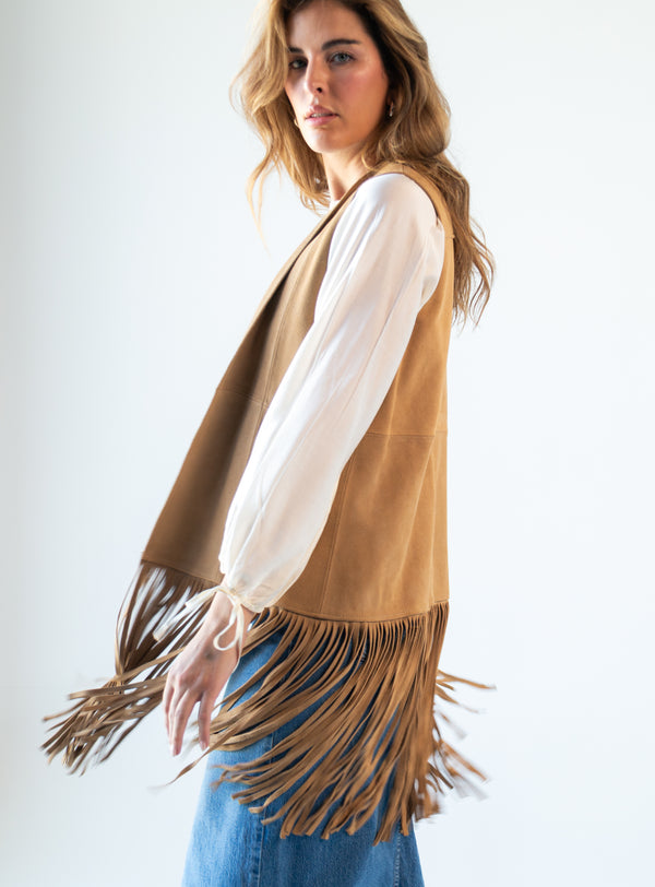 Chaleco de Piel Genuina Con Flecos Hecho en México | CH002