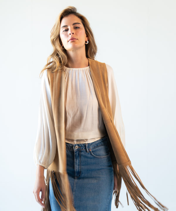 Chaleco de Piel Genuina Con Flecos Hecho en México | CH002