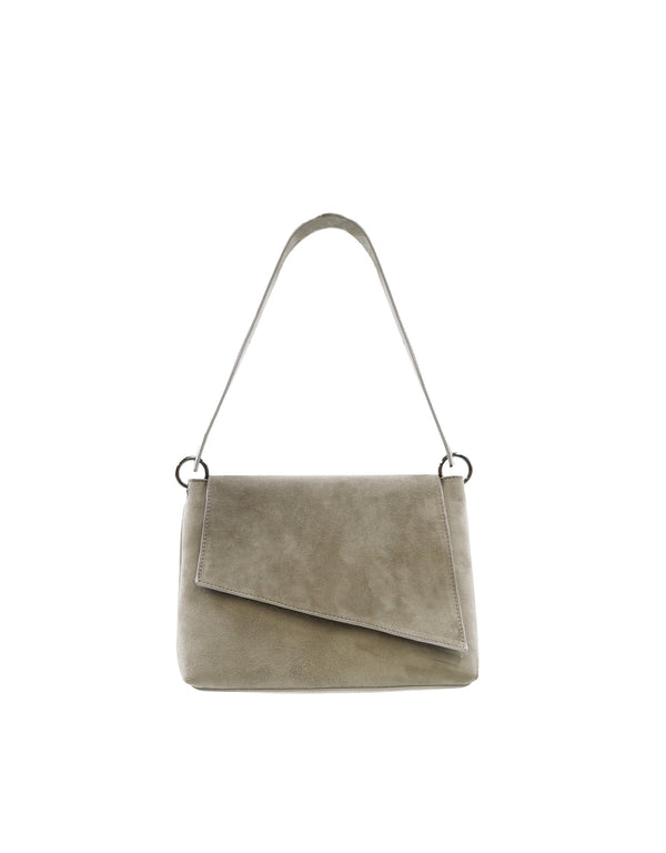 Bolsa Cuadrada de Piel Gamuza Gris Maráh | Estilo Minimalista