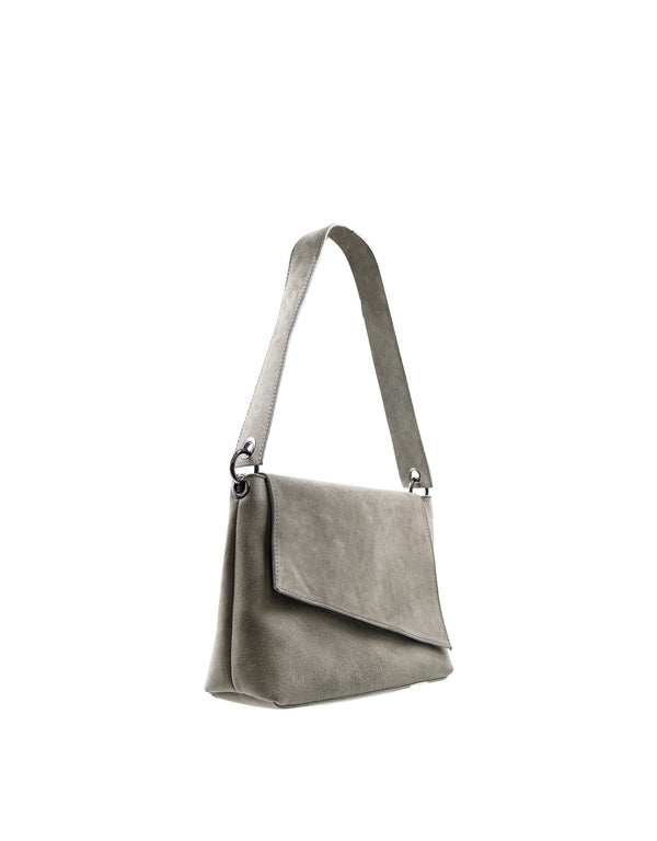 Bolsa Cuadrada de Piel Gamuza Gris Maráh | Estilo Minimalista