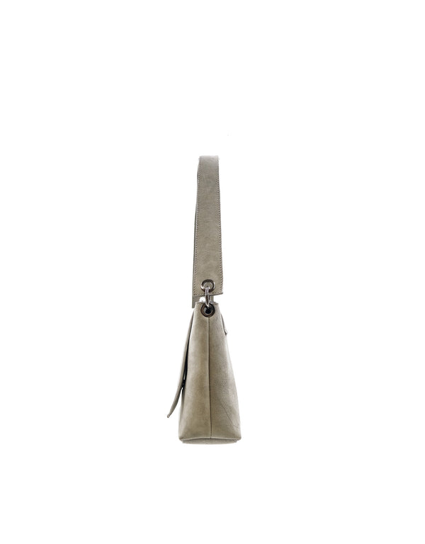 Bolsa Cuadrada de Piel Gamuza Gris Maráh | Estilo Minimalista