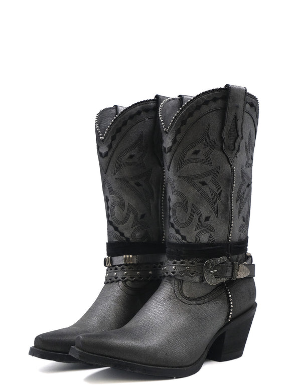 Botas de Piel Color Aluminio