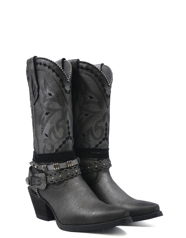 Botas de Piel Color Aluminio