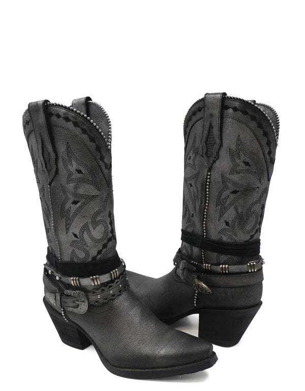 Botas de Piel Color Aluminio