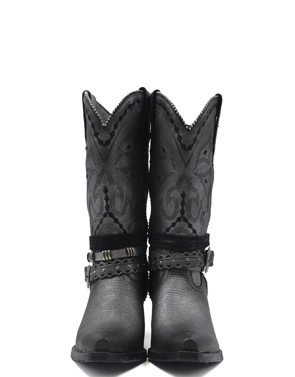 Botas de Piel Color Aluminio