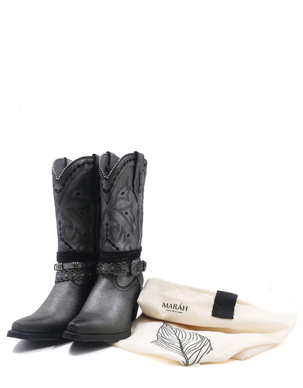 Botas de Piel Color Aluminio