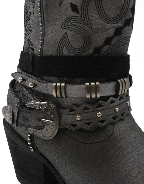 Botas de Piel Color Aluminio