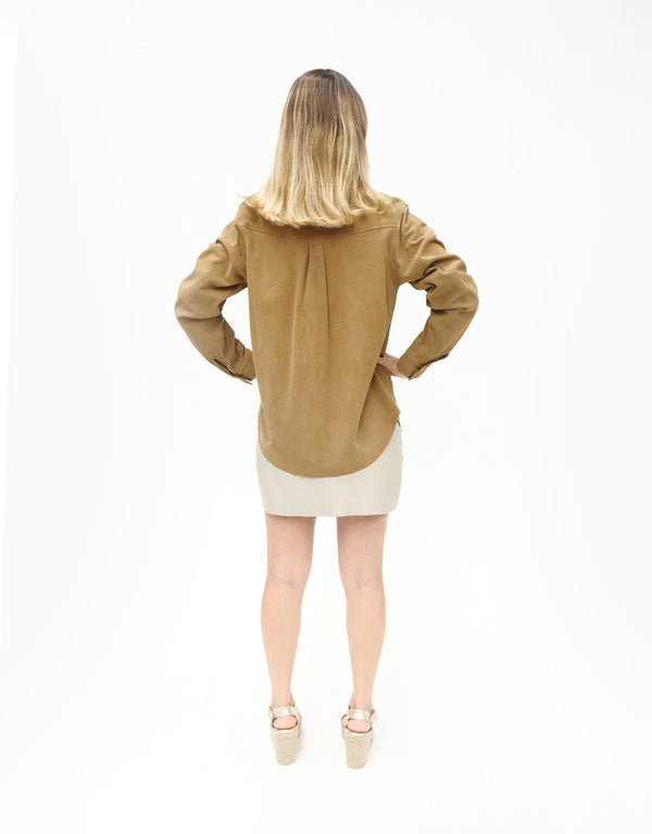 Camisa de Piel Para Mujer Color Camel