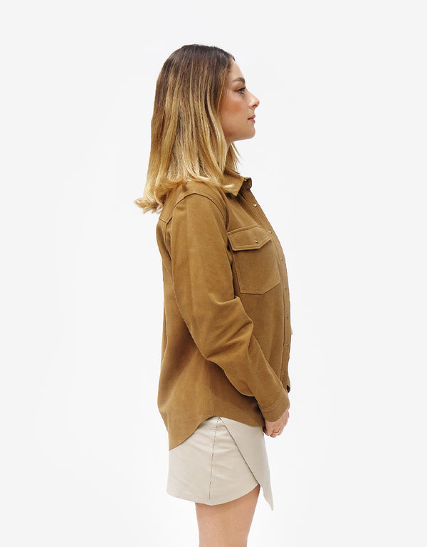 Camisa de Piel Para Mujer Color Camel