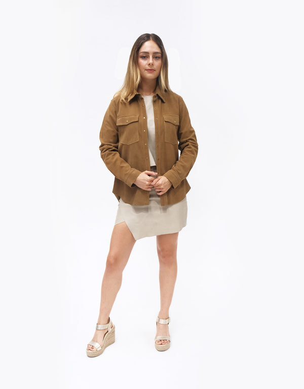 Camisa de Piel Para Mujer Color Camel