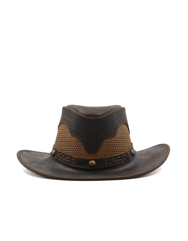 Sombrero Australiano de Piel Café Maráh | Copa con Tejido Transpirable