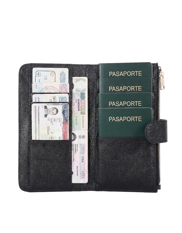 Porta Pasaporte Familiar de Piel | 5 Pasaportes, Visas, Dinero, Tarjetas y Documentos