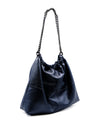 Bolsa de Piel Gris Plata Maráh con Cadena | Bolsa Amplia para Mujer