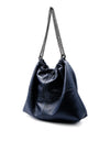 Bolsa de Piel Gris Plata Maráh con Cadena | Bolsa Amplia para Mujer