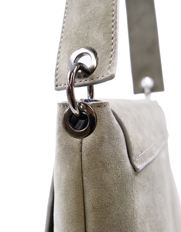 Bolsa Cuadrada de Piel Gamuza Gris Maráh | Estilo Minimalista