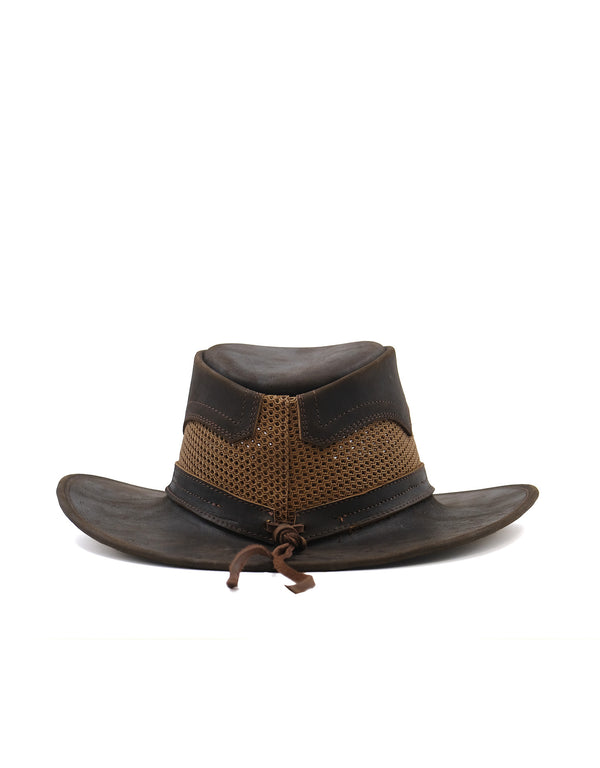 Sombrero Australiano de Piel Café Maráh | Copa con Tejido Transpirable