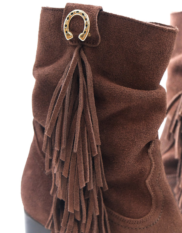 Botines de Piel con Flecos Maráh | Acabado de Gamuza