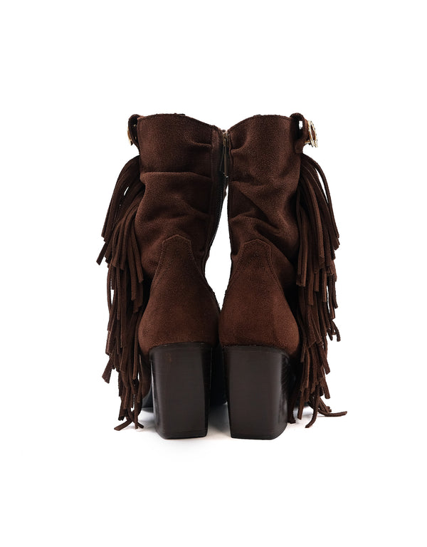 Botines de Piel con Flecos Maráh | Acabado de Gamuza
