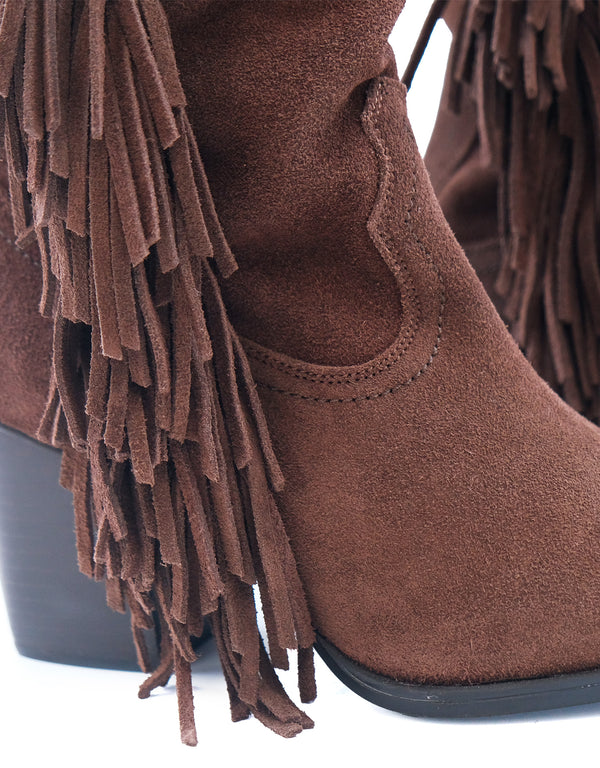 Botines de Piel con Flecos Maráh | Acabado de Gamuza