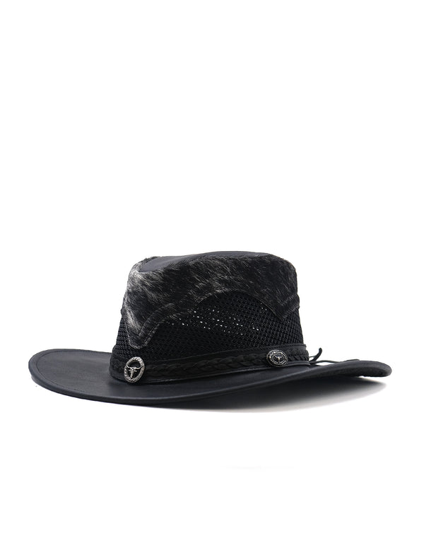 Sombrero Australiano Maráh de Piel Negra | Pelo de Vaca Natural