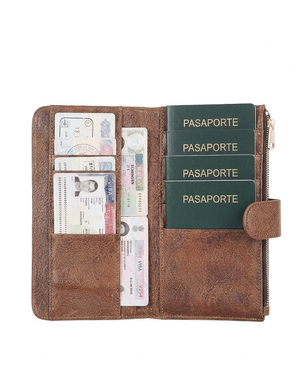 Porta Pasaporte Familiar de Piel | 5 Pasaportes, Visas, Dinero, Tarjetas y Documentos